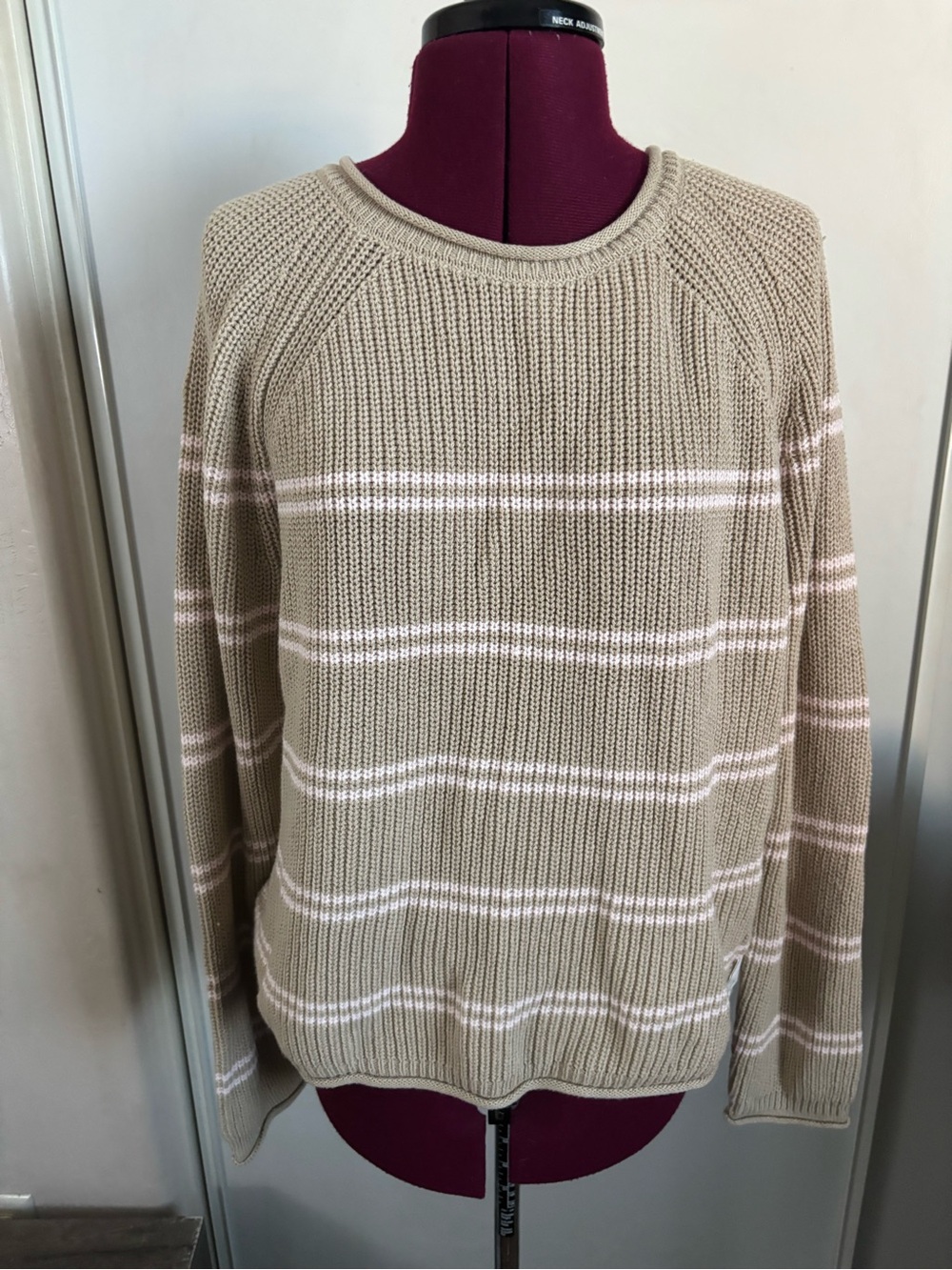 NWT a.new.day Cream Striped Knit Sweater - Women, Size L - Picture 4 of 6